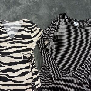 Old Navy Zebra and Striped Tops in Black and White
